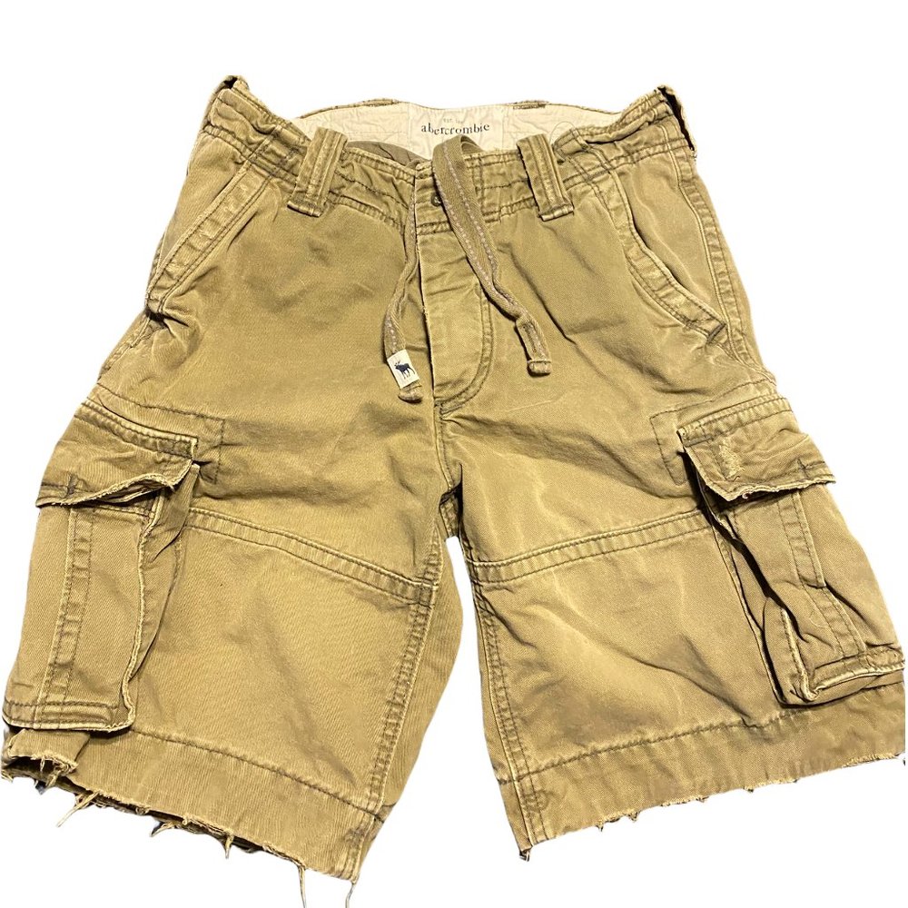 Abercrombie New York Kids Boys Beige Distressed Cargo Shorts Size 12